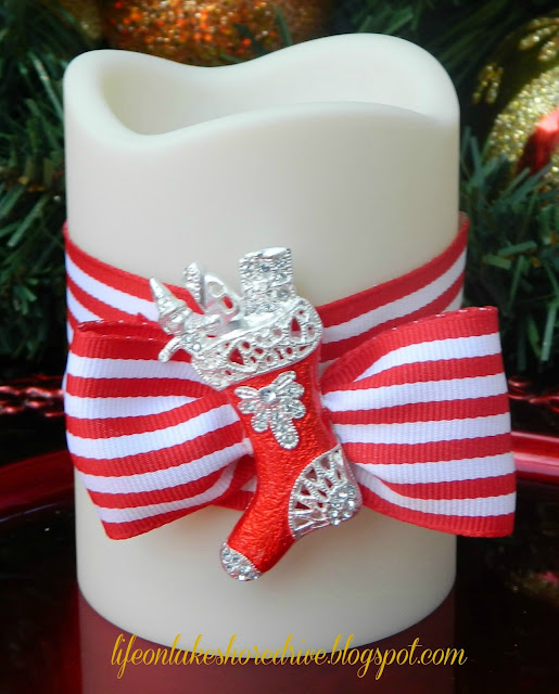 Decorate Candles with Christmas Jewelry