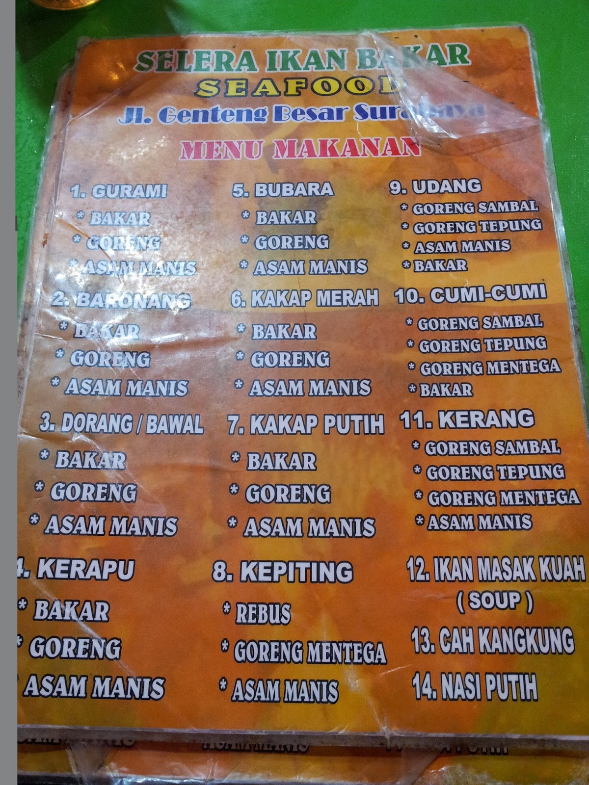 Surabaya Food Stalls & Restaurant: Selera Ikan Bakar Seafood Genteng Besar