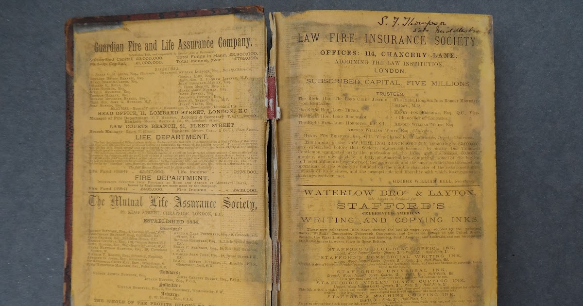 North Yorkshire History Simon Frederick Thompson's Legal Diary for 1886