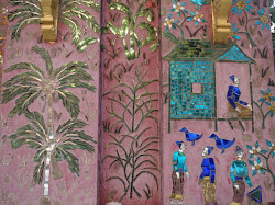 Détail de la mosaïque au Wat Xieng Thong