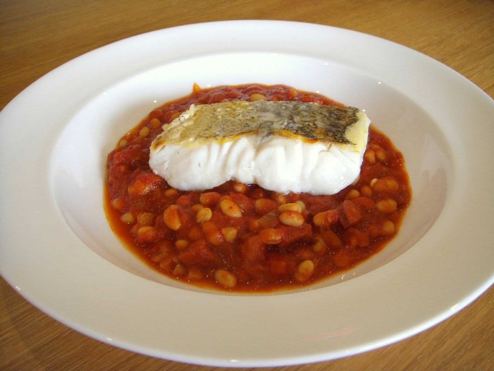 Two of Everything Panfried Hake with Chorizo and Bean Stew