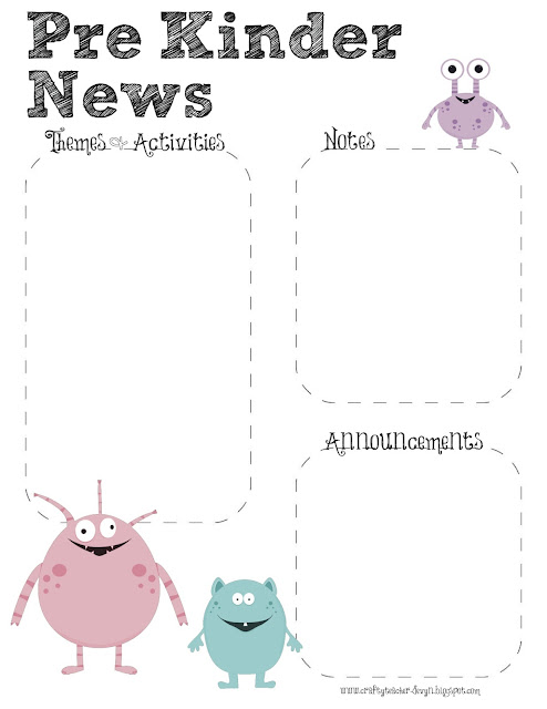 PreK Monster Theme Newsletter Template | The Crafty Teacher