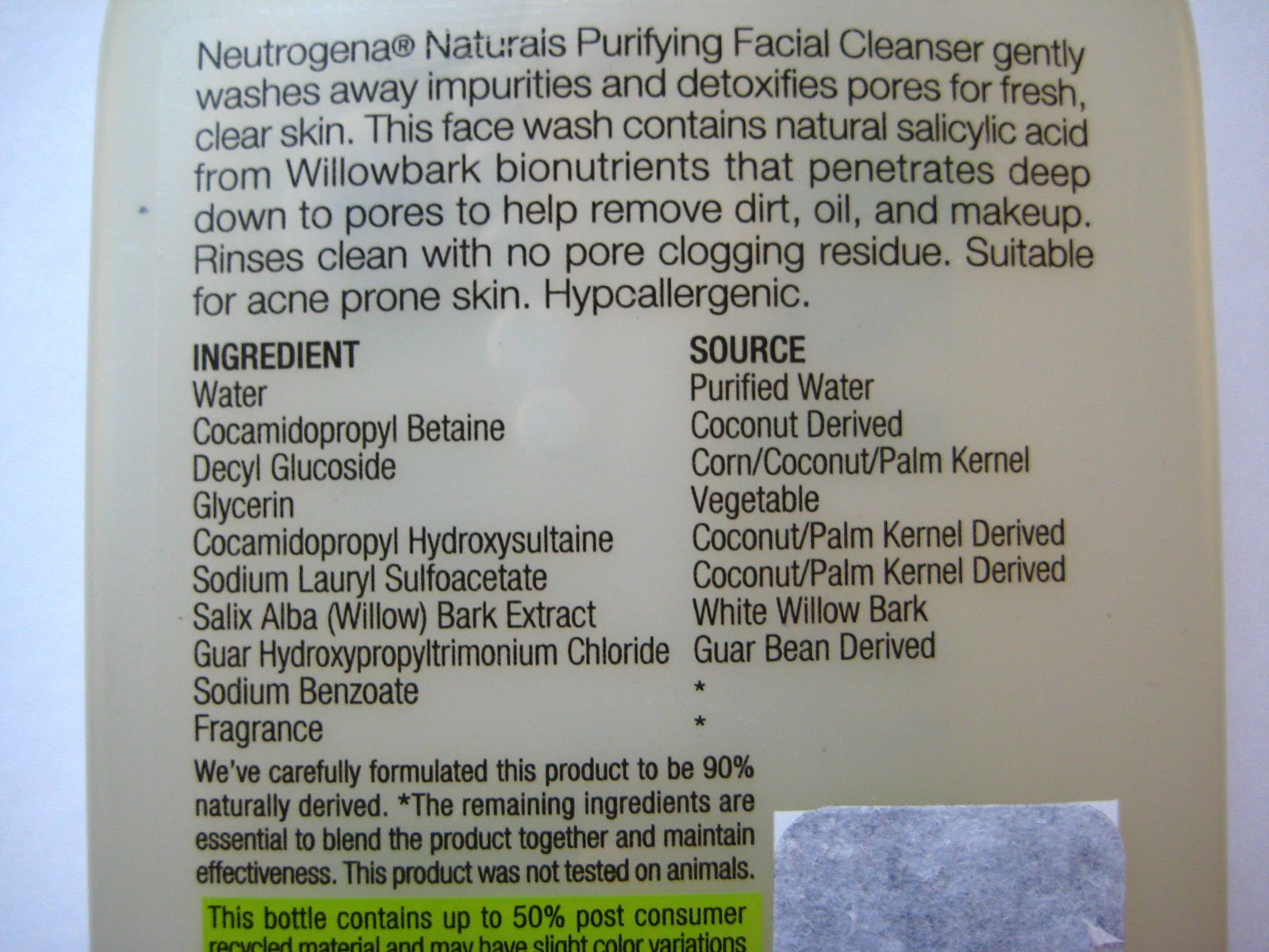 Green Beauty Neutrogena Naturals Purifying Face Cleanser