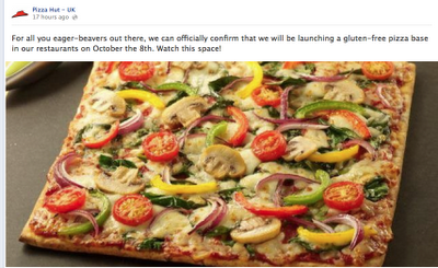 The Best of Gluten Free Products: U.K. Pizza Hut Announces Gluten Free