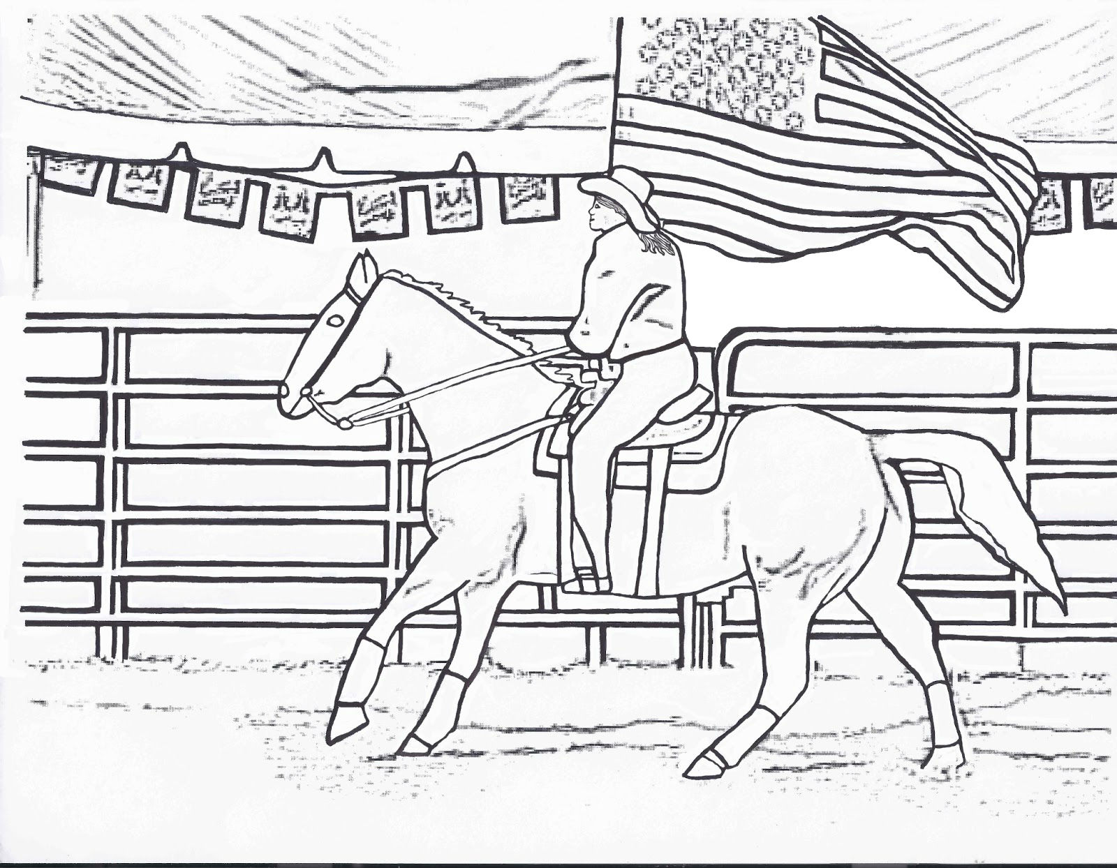 Types Of Sports Coloring Pages For Kids: Horse Riding Coloring Kids Sheets