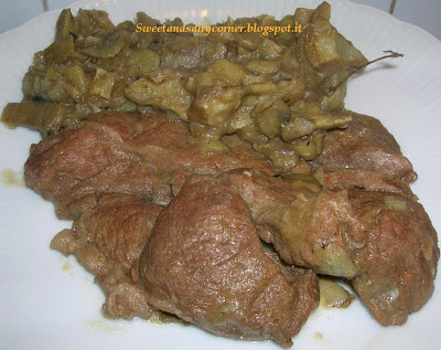 bistecca con contorno di carciofi e patate