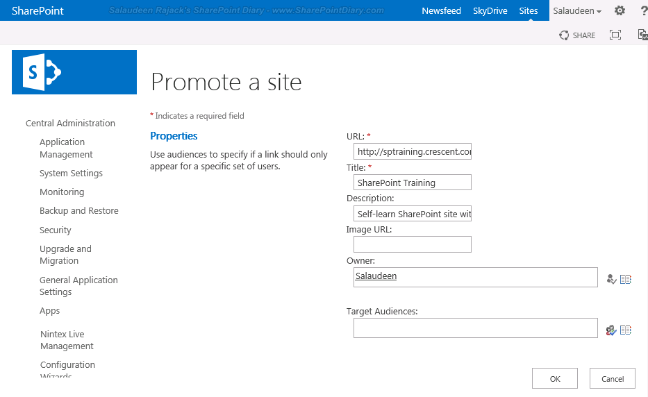 Manage My Site Promoted Sites in SharePoint 2013 SharePoint Diary