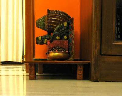 beautiful Indian wood carving in living room