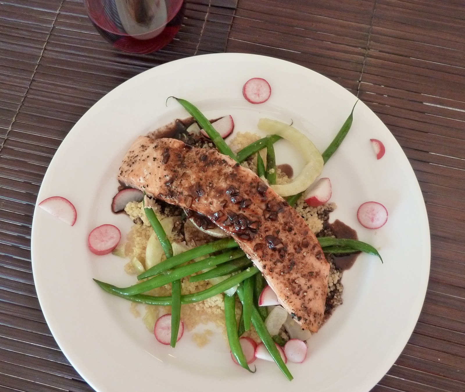 Cracked Pepper Salmon with Balsamic Sauce