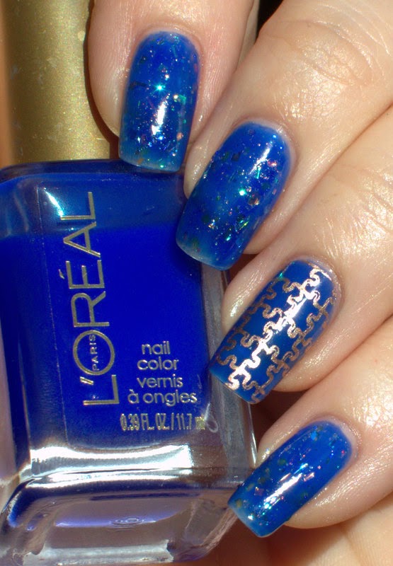 L'Oreal Miss Pixie with Cirque Magic Hour and Essie Penny Talk stamping