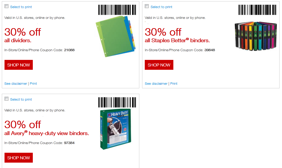 Staples Printable Coupons September 2015