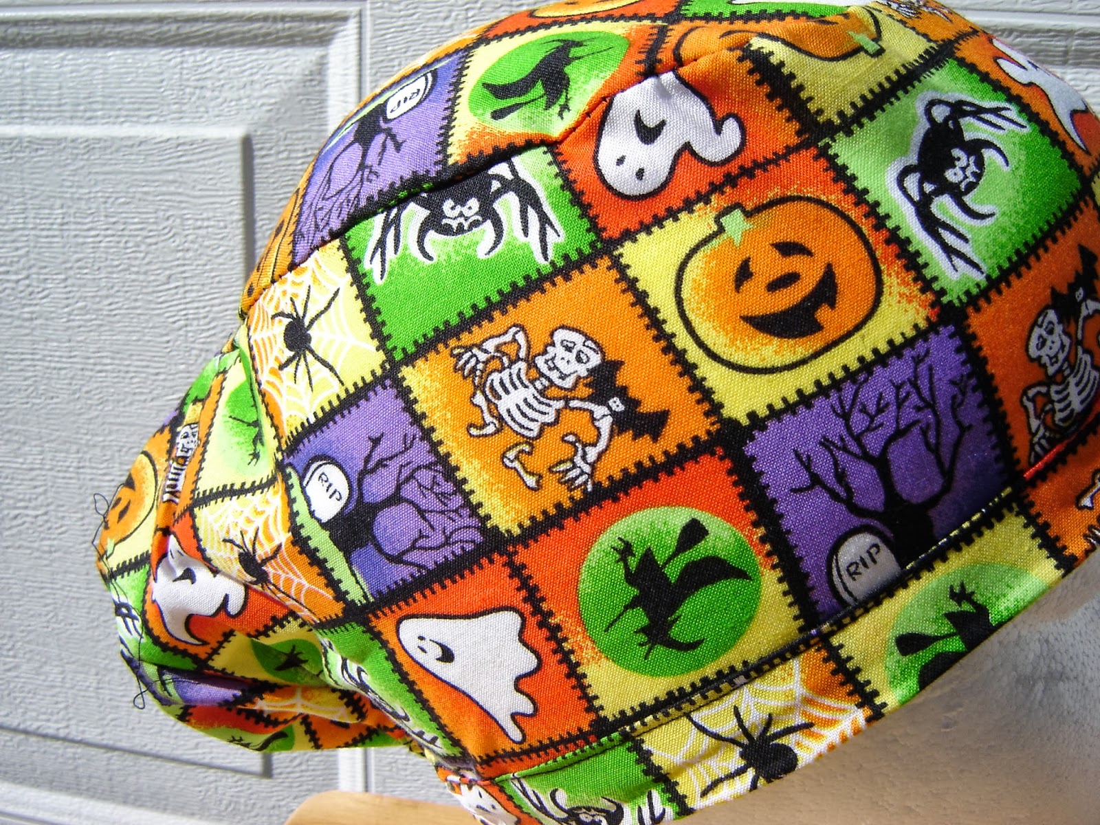 Fun Scrub Hats HALLOWEEN SQUARES POCKET SCRUB HAT