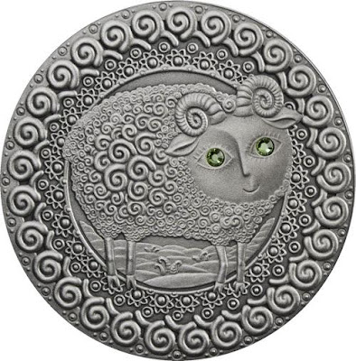 Gift Aries Horoscope Zodiac Swarovski Silver Coin