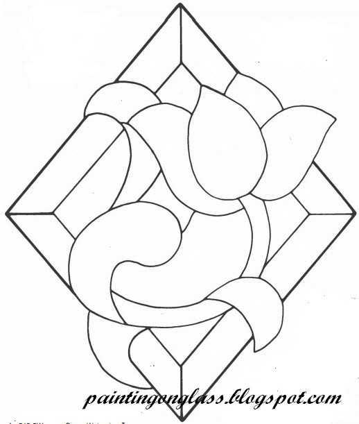 Stained Glass Graceful Tulips Pattern painting on glass