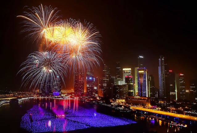 Fuegos Artificiales, año nuevo 2014, Singapur Fuegos Artificiales, año nuevo 2014, Singapur