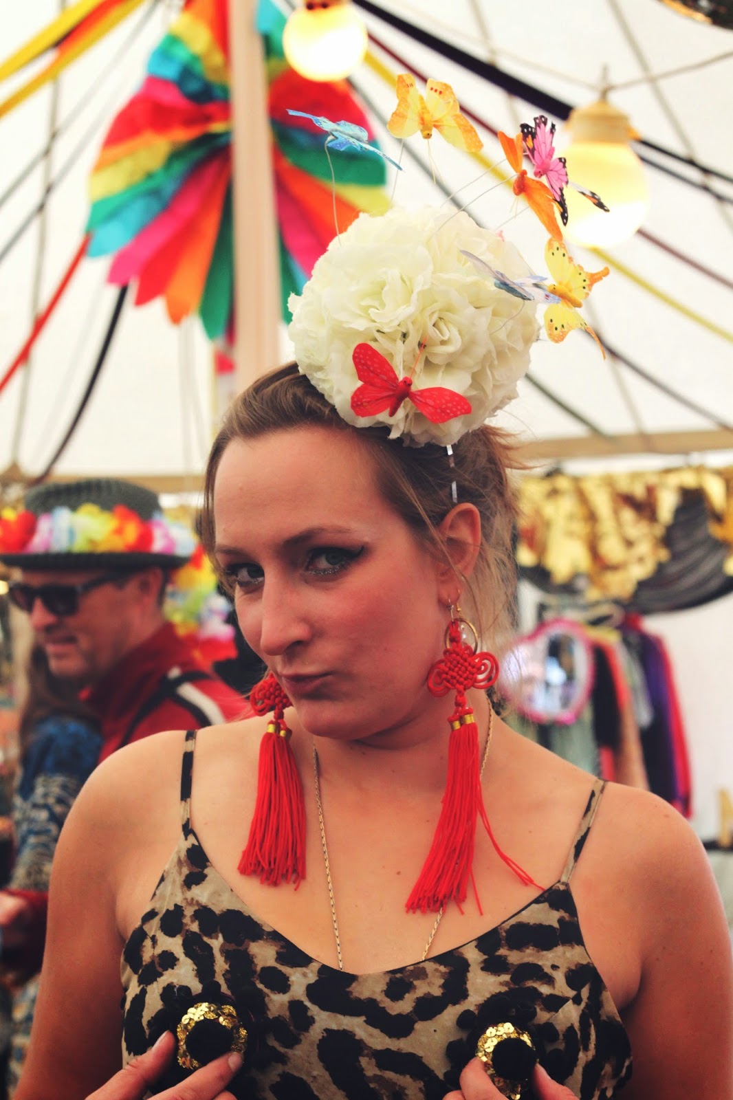 tassel earrings, pom pom nipple tassels, fascinator, festival style