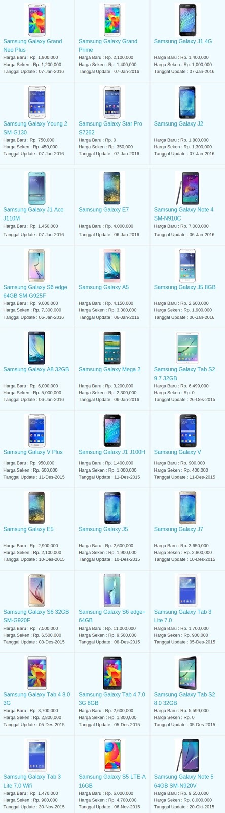 Daftar Harga Hp Samsung Februari 2016 Daftar Harga Hp Samsung Februari 2016