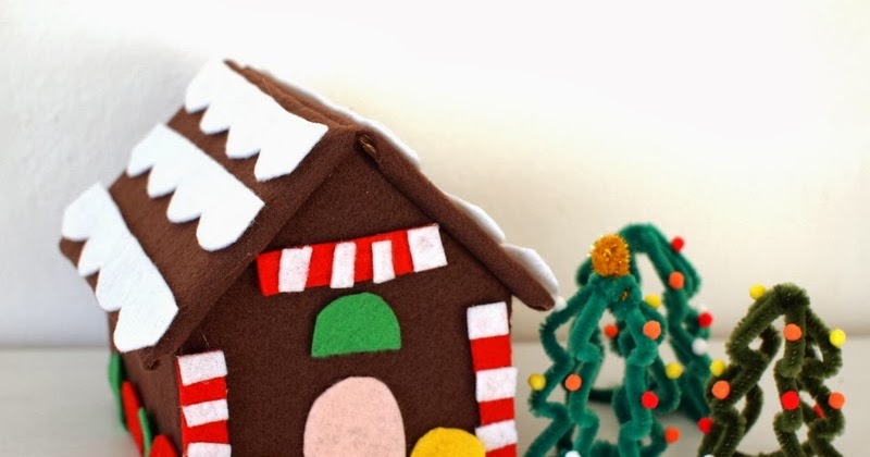 Make A Felt And Cardboard Gingerbread House Pink Stripey Socks