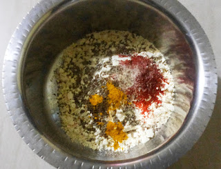 Add Gram Flour Cumin Seeds Carom Seeds Chaat Masala Red Chili Powder Turmeric Powder Asafoedia Salt And Oil