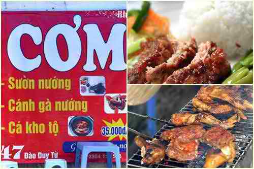Thơm lừng cơm thịt nướng than hoa phố Đào Duy Từ, diemanuong365, diem an uong 365
