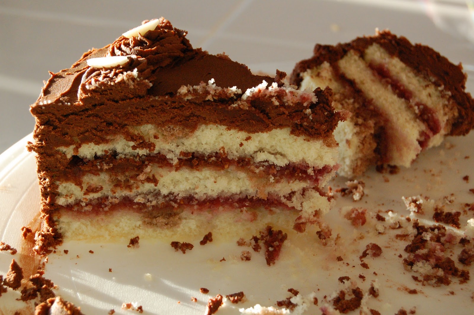 White/Marbled Cake with Chocolate Truffle Buttercream