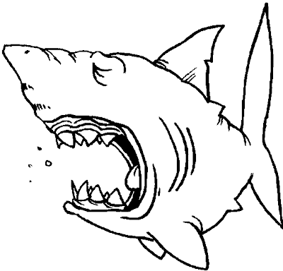 Dibujo de un tiburón abriendo la boca para colorear o pintar Dibujo de un tiburón abriendo la boca para colorear o pintar