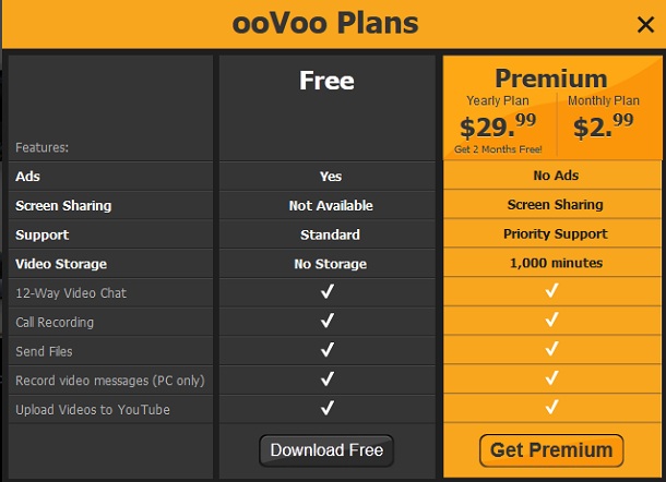 ooVoo Premium Plans