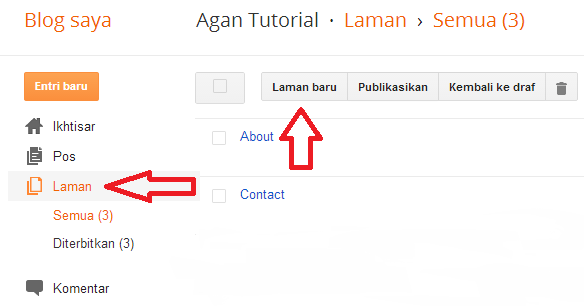 Klik Laman Baru laman baru