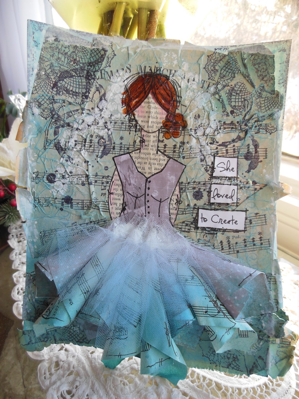mixed media paper dolls