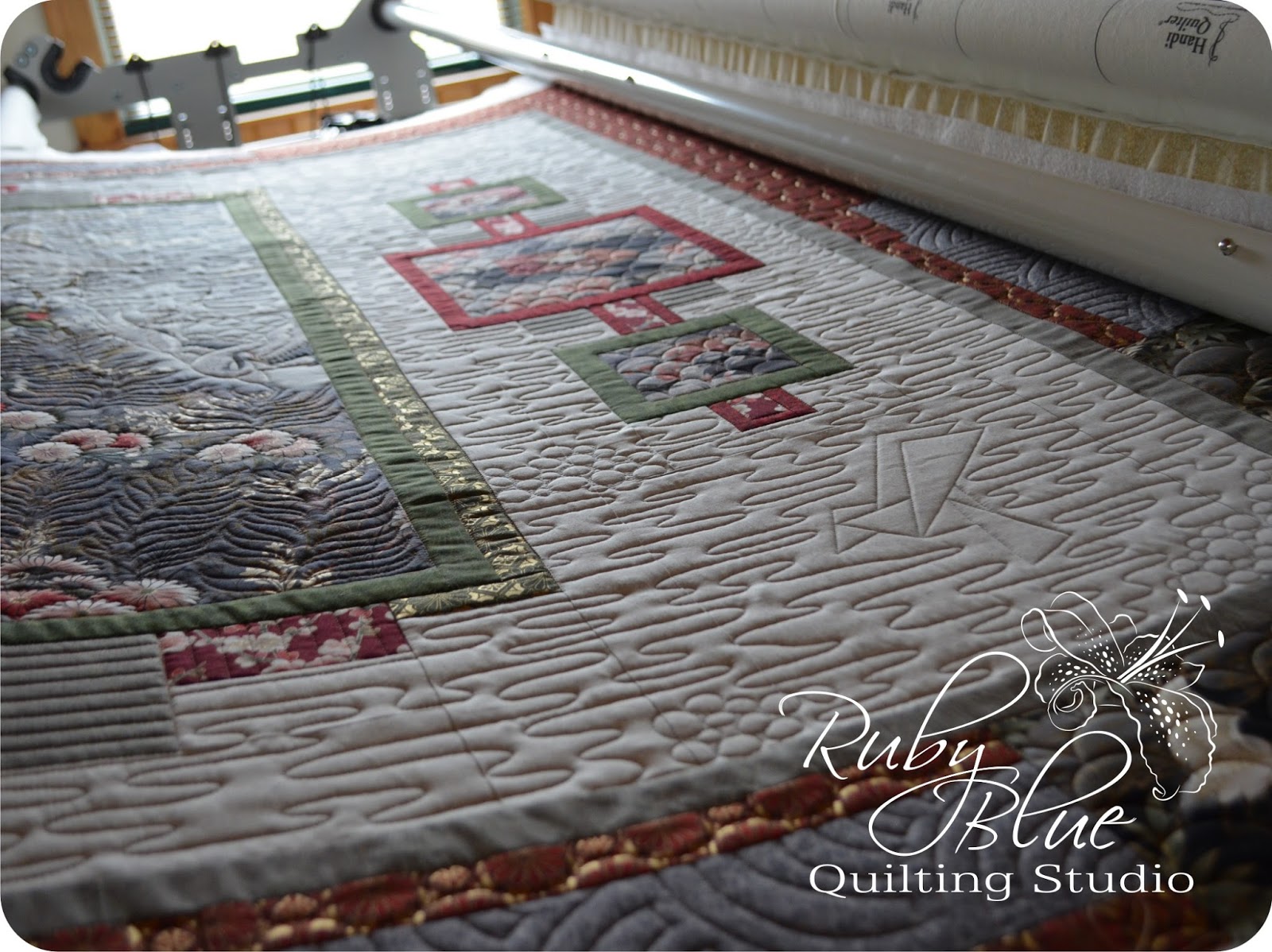 Ruby Blue Quilting Studio Machine Quilting Oriental Panel