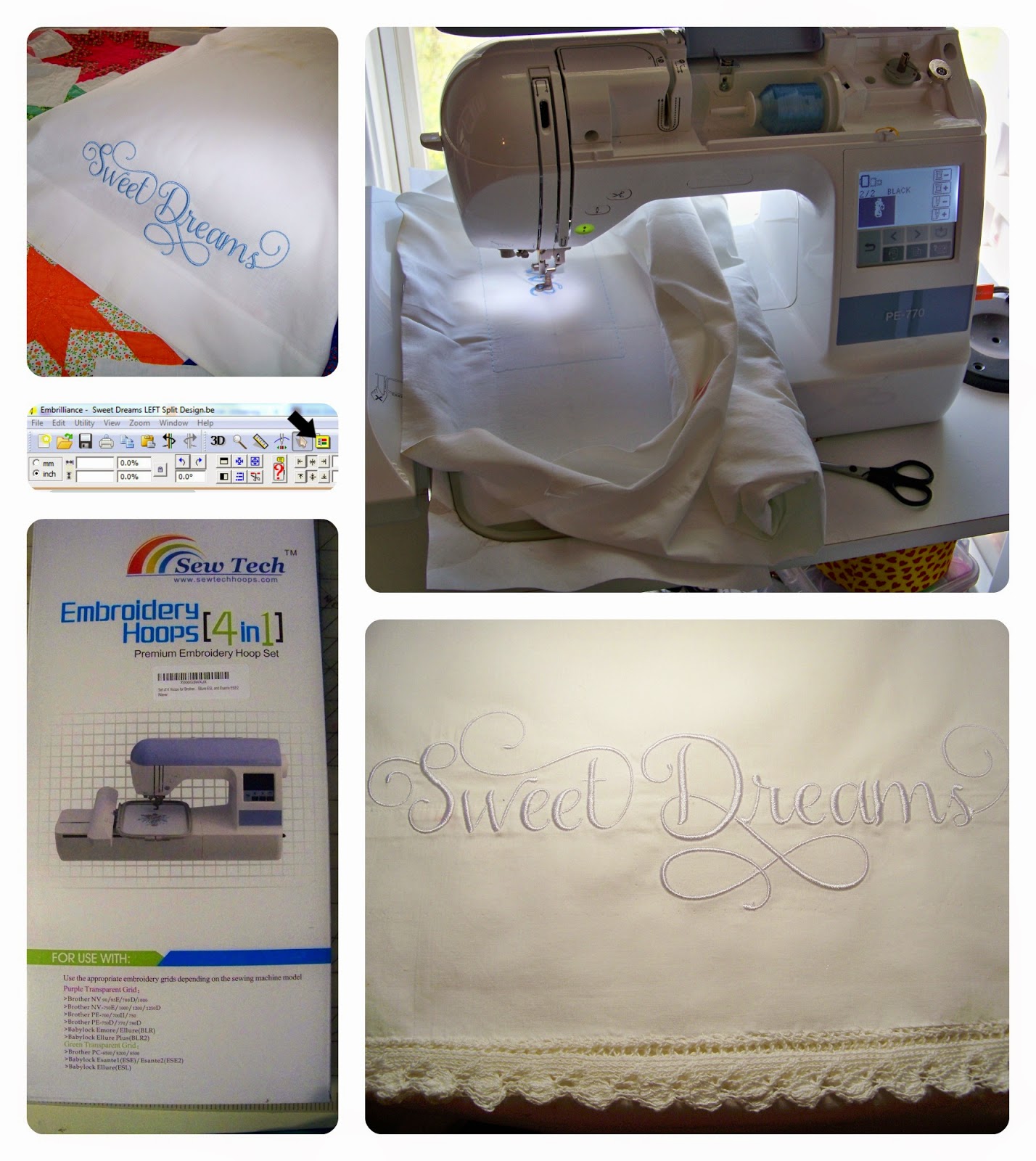 With Glittering Eyes Embroidered Pillowcases Using a Jumbo Hoop and