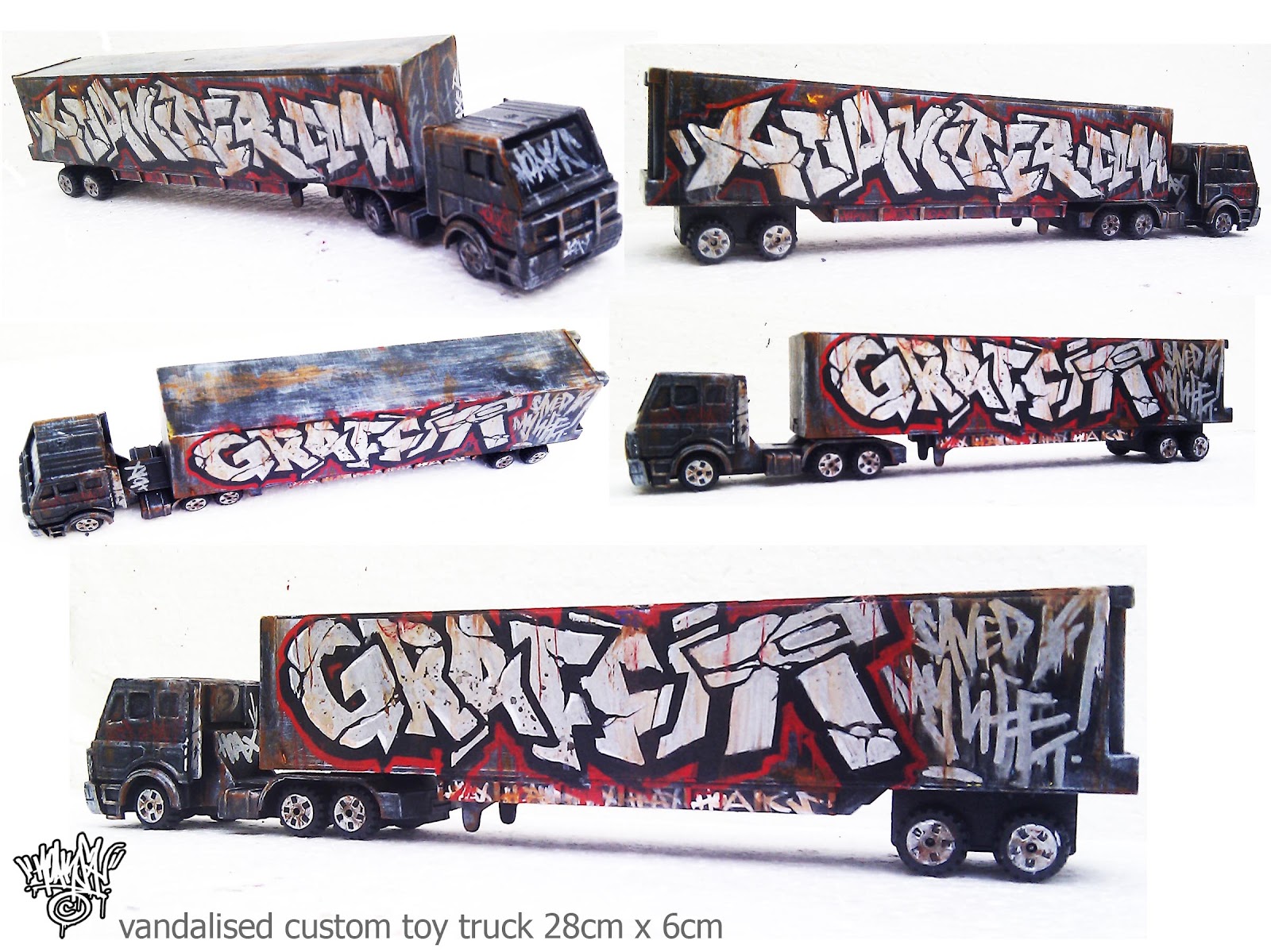 hoakser's blog Vandalised to scale custom toy graffiti trucks..