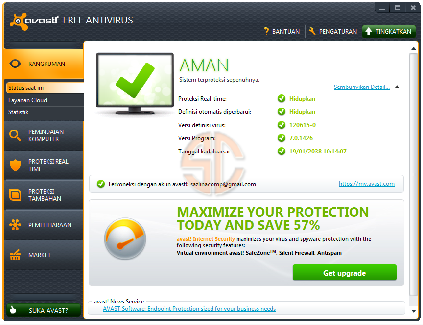 avast! Free Antivirus 7.0.1426 Full License Key