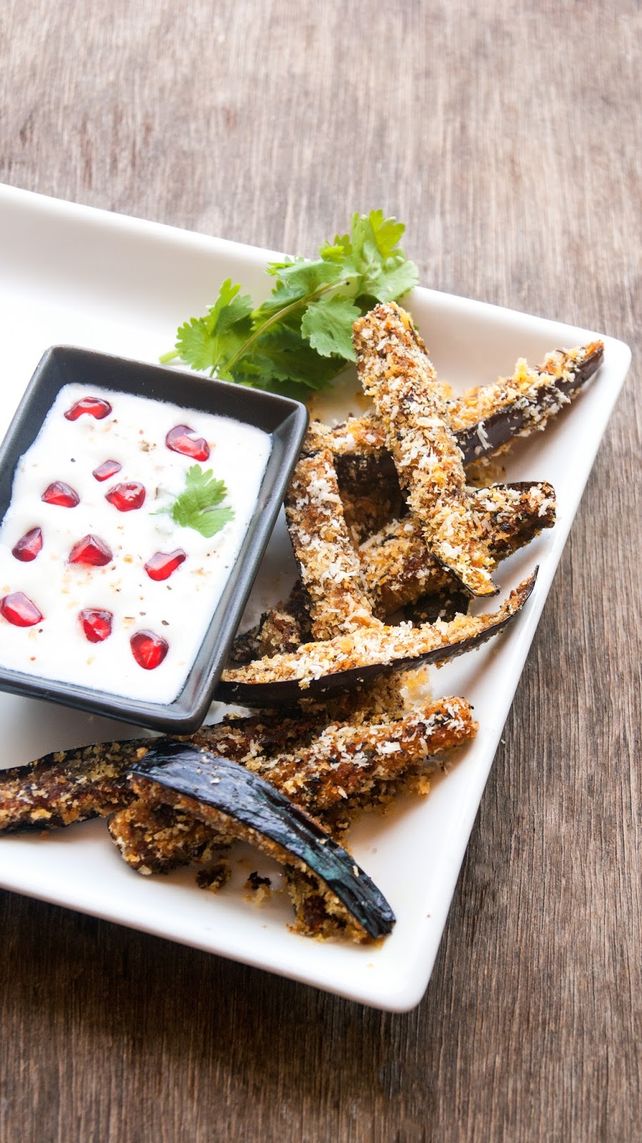 Always Hungry Oven Baked eggplant Fries with Cream cheese buttermilk dip