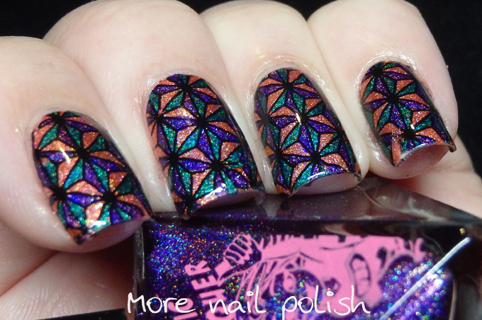 40 Great Nail Art Ideas Orange Purple And Green More Polish I Made The Decals Using My Uberchic Stamping Mat