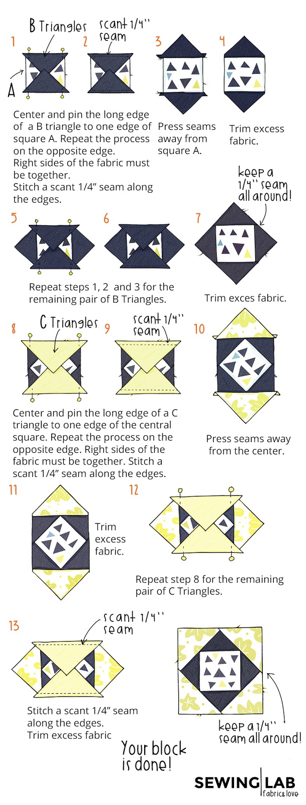 Folded Corner Clipper Quilting Templates Ruler # FCC-01