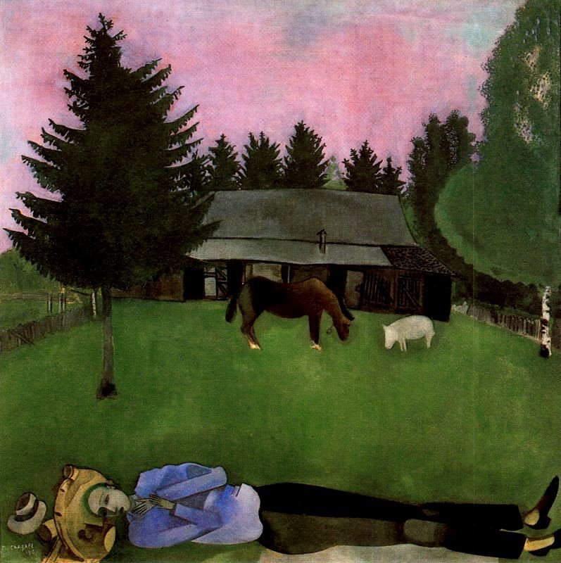 Marc Chagall, El poeta tendido