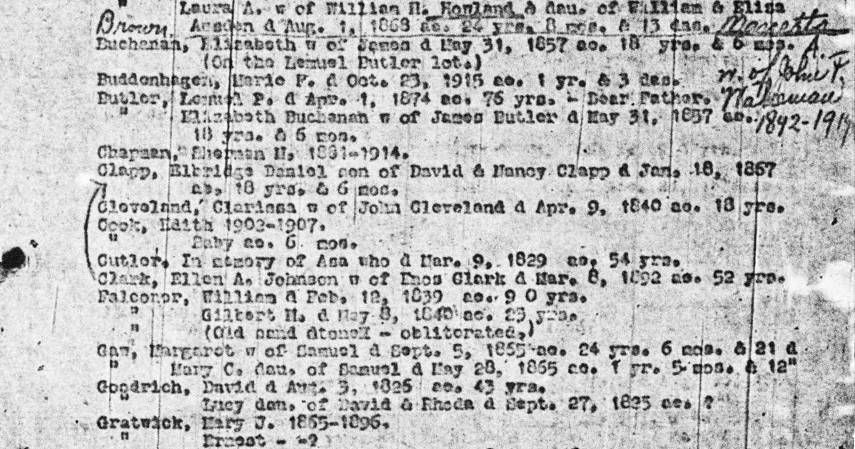 Urthman's Genealogy Blog Nichols Cemetery, Alabama Township, Genesee