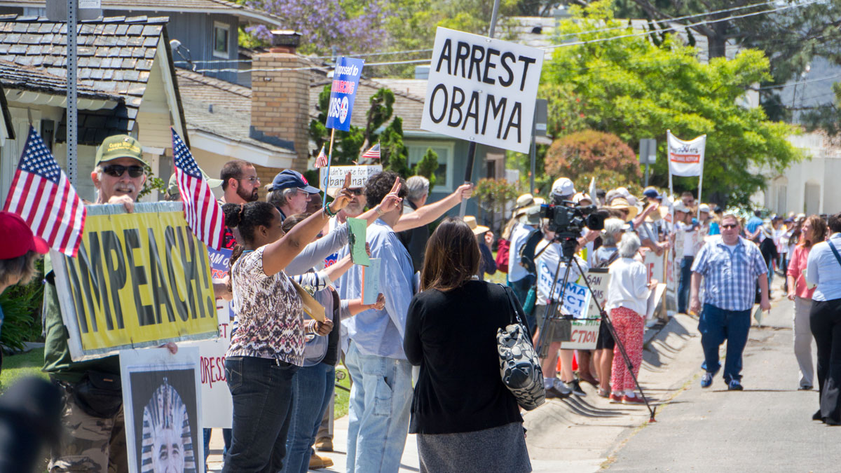 Protesting Obama In La Jolla, San Diego Protesting Obama In La Jolla, San Diego