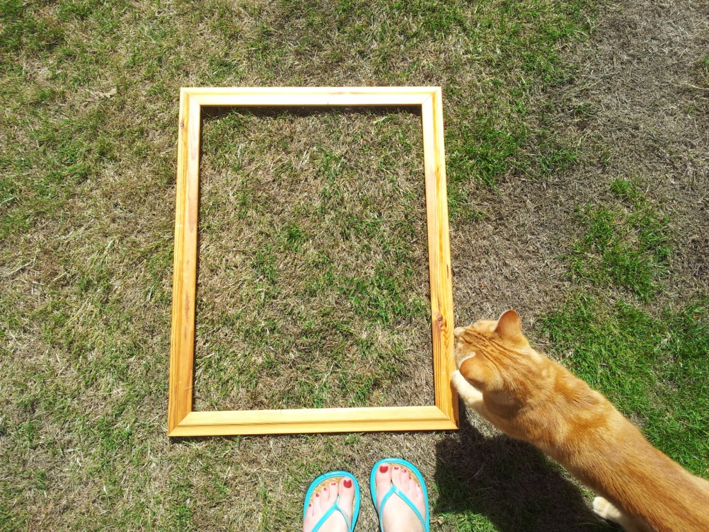 floral and feather DIY distressed mirror frame