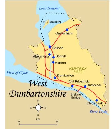 Map of West Dunbartonshire Province