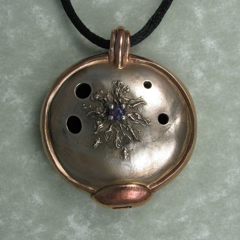 Dark Thoughts And Pleasant Dreams Copper Metal Clay Ocarina Pendant