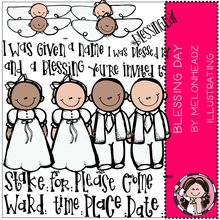 Melonheadz LDS illustrating Baby Blessing Day bundle