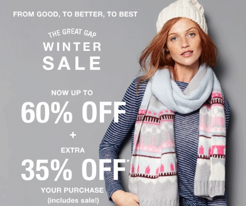 Gap Great Winter Sale Up To 60% Off + 35% Off Promo Code