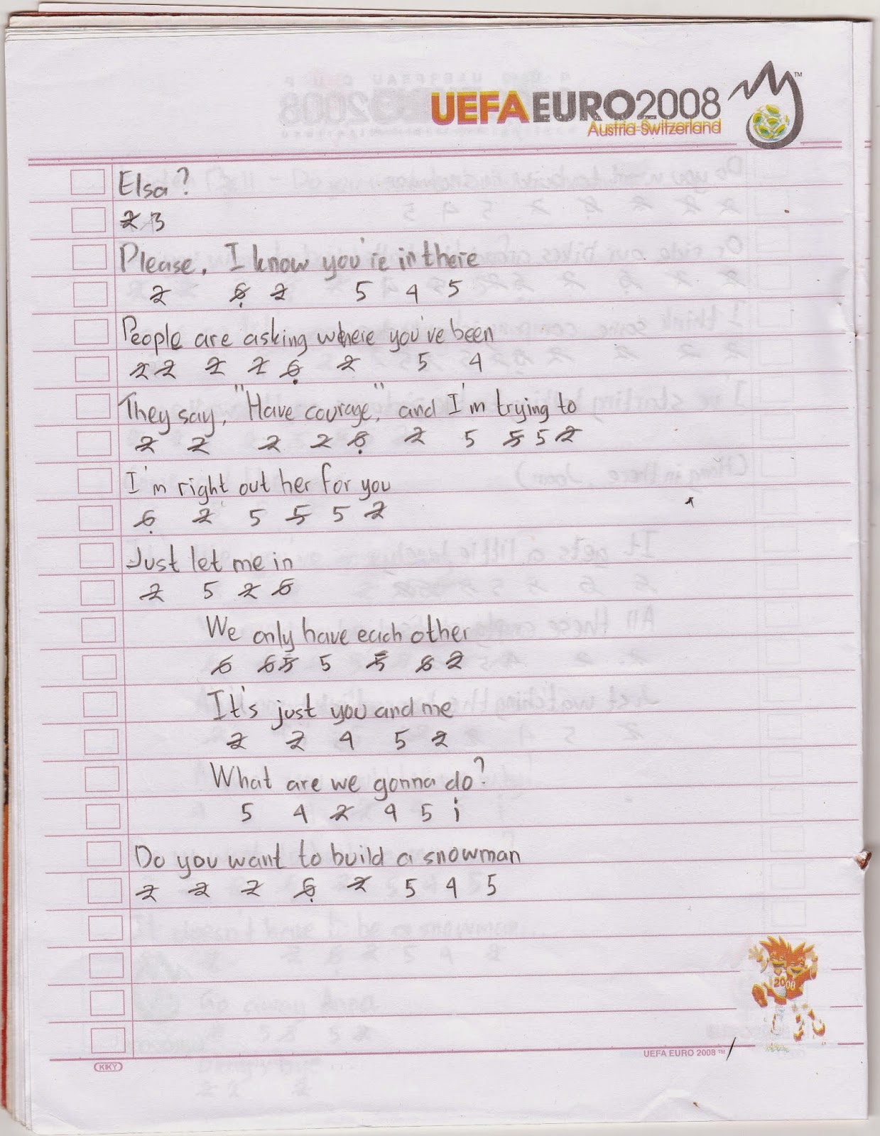 Welcome To My Blog Notasi Angka Kristen Bell Do You Want To Build A Snowman