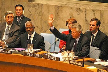 DISCOURS DE VILLEPIN À L'ONU CONTRE LA GUERRE EN IRAK : Cliquez sur la Photo