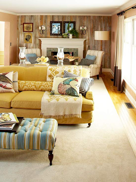 long living room with two seating areas
