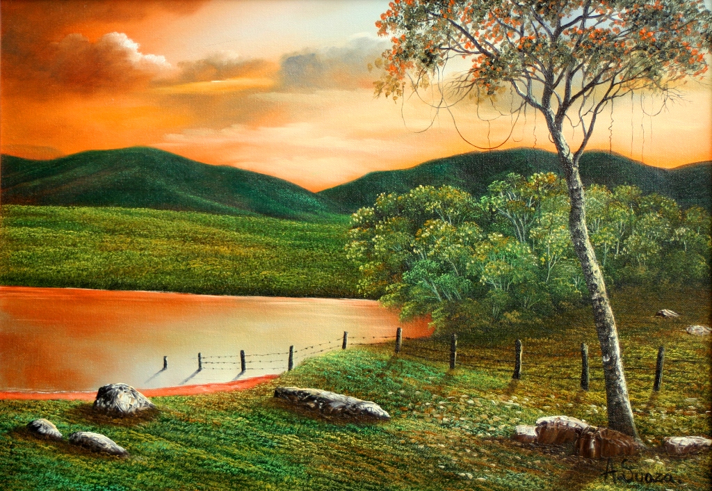 ... paisajes colombiano paisaje oleo sobre lienzo paisajes reales pintura
