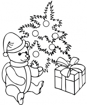 Teddy Bear Coloring Pages on Kids Coloring Page Of Christmas Gifts Christmas Tree With Teddy Bear