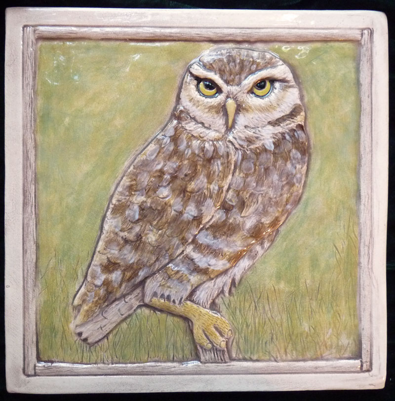 Decorative handmade ceramic tile Decorative relief carved ceramic